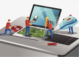 tecnicos estan reparando teclado de laptop